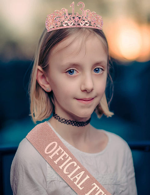 13th Birthday Gifts for Girls, 13th Birthday Tiara and Sash, 13th Birthday Decorations for Girl, 13th Birthday Crown and Sash for Girl, 13 Sash for Girl, 13 Tiaras and Crowns for Girls