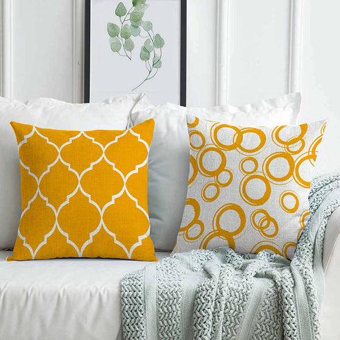 pinata Yellow Pillow Covers 18x18 Set of 4 Decorative Outdoor Throw Pillows Cases Spring Summer Fall Daybed Mustard Farmhouse Modern Geometric Square Decorations for Sofa Couch Home Cushion Covers