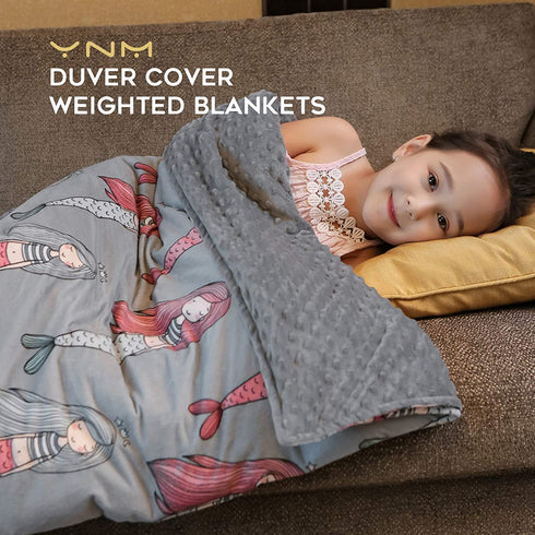 YnM Minky Duvet Cover for Weighted Blankets (36''x48'') - Mermaid Print