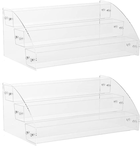 Clear Nail Polish Display Holder 2PCS 3 Layers, Yebeauty Acrylic Organizer Storage Tray Rack Stand Holder for Cosmetic Eyeglasses Lash Display