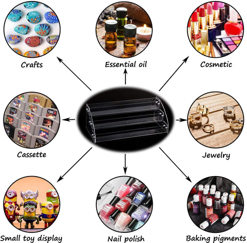 Clear Nail Polish Display Holder 2PCS 3 Layers, Yebeauty Acrylic Organizer Storage Tray Rack Stand Holder for Cosmetic Eyeglasses Lash Display