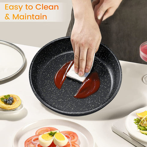 Ferlord Nonstick Frying Pan Skillet 9.5",100% PFOA &BPA free, Heating Quickly and Evenly Less Oil Fumes,Heat-Resistant Soft Bakelite Handle, 24cm Healthy Chef's Pan Suitable for All Stove