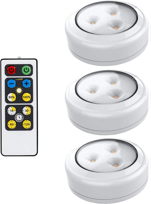 Brilliant Evolution LED Puck Light | Wireless LED Under Cabinet Lighting | Under Counter Lights for Kitchen | Battery Operated Lights | Under Cabinet Light | Battery Powered Lights (3-Pack)