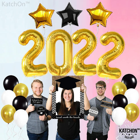 Black and Gold Graduation Decorations 2022 - Gold 2022 Balloons, 40 Inch | Graduation Balloons for Class of 2022 Decorations | Graduation Party Decorations 2022 | Class of 2022 Balloons for Grad Party