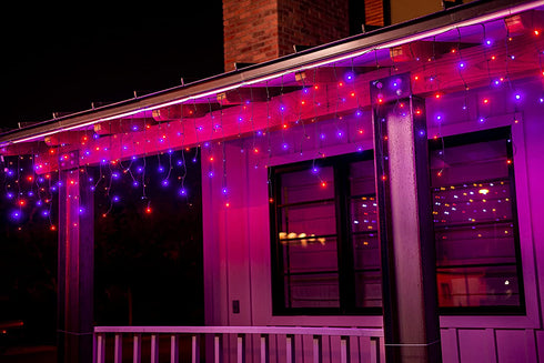 Joiedomi 416 LEDs 30Ft Halloween Icicle Lights, Orange Purple Halloween Lights Decoration, Black Wire Curtain Fairy String Lights for Halloween Indoor Outdoor Patio Garden Holiday Decor