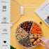 Round Plastic Divided Serving Tray with Lids, Snack fruit tray, 5 Compartment Round Food Storage Lunch Organizer, food storage lunch storage box, vegetarian candy snack party appetizer tray