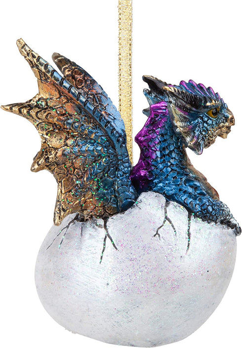 Design Toscano Hard Boiled Dragon Hatchling Holiday Ornament, 3.5", Full Color