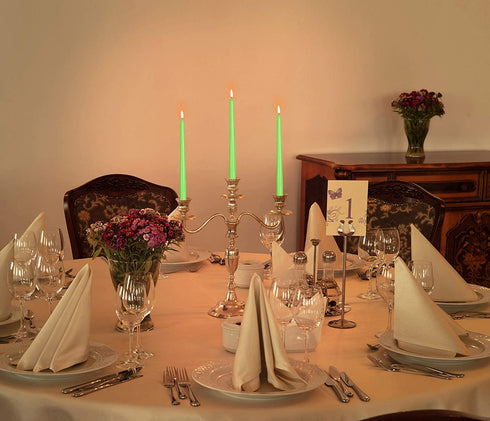12 Pack Tall Taper Candles - 10 Inch Lime Dripless, Unscented Dinner Candle - Paraffin Wax with Cotton Wicks - 8 Hour Burn Time