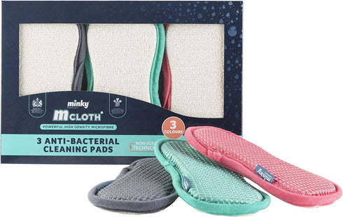 minky M Cloth Anti-Bacterial Cleaning Pad, One Size, Grey, Pink, Green