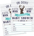 50 Fill in Deer Baby Shower Invitations, Baby Shower Invitations Hunting, Camping, Camo, Buck, Rustic, Neutral, Woodland Baby Shower Invites for Boy, Baby Invitation Cards Printable