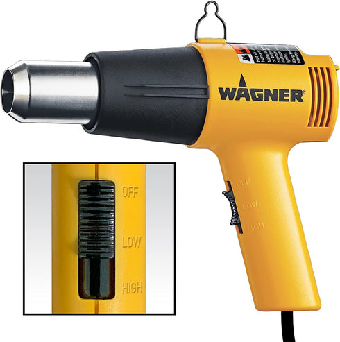 Wagner Spraytech 0503008 HT1000 Heat Gun, 2 Temp Settings 750ᵒF & 1000ᵒF, Great for Soften paint, Caulking, Adhesive, Putty Removal, Shrink Wrap, Bend Plastic Pipes, Loosen Rusted Nuts or Bolts