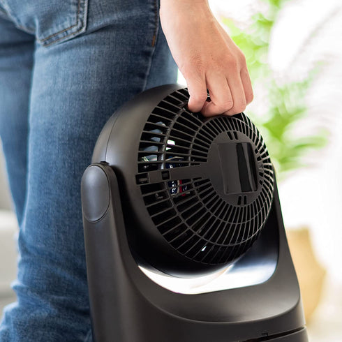 IRIS USA WOOZOO Oscillating Fan, Vortex Fan, Air Circulator, Desk Fan, Portable Fan, 3 Speed Settings, 7 Tilting Head Settings, 43ft Max Air Distance, Medium, Black