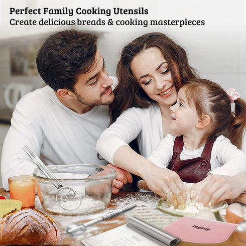 Danish Dough Whisk Bread Lame Set Premium Danish Whisk with Large Dough Hook, Lame Bread Tool with Blades & Pouch, Dough Cutter, Dough Scraper Quality Kitchen Whisk and Bread Baking Supplies