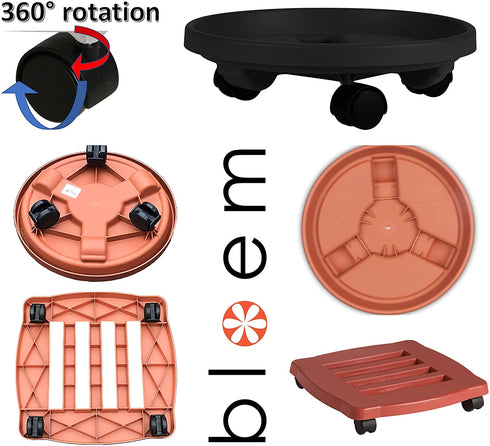 Bloem Fiskars 95122C 12-Inch Round Plant Caddy, Color Terracotta