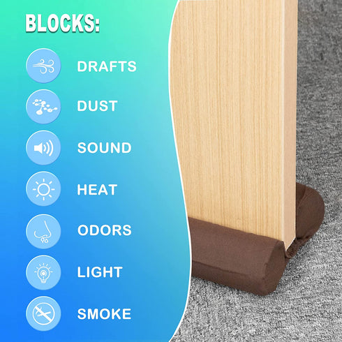 Under Door Draft Stopper- Thicker 2" Foam Strip Door Draft Blocker Soundproofing Guard-Twin Weather Stripping Interior Front Door Sweep Adjustable 36 inches