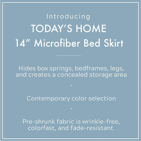 TODAY'S HOME Classic Tailored, Microfiber, 14" Drop Length Bed Skirt Dust Ruffle, Twin, Grey