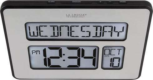 La Crosse Technology 513-1419BLv4-INT Backlight Atomic Full Calendar Clock with Extra Large Digits - Perfect Gift for the Elderly