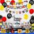 PRATYUS Race Car Birthday Decorations for Kids Boys Let's go Racing Party Supplies With Banner, Welcome Hanger, Car Party Signs, Cake Topper and Checkered Balloons