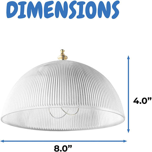 OhLectric OL-39155 Clip On Lamp Shade - Acrylic, Prismatic & Dome-shaped Bulb Shade - Transforms Light Bulbs Into Fixture - Suits Medium Base, A-shape Bulb - 4?x 8? Decorative Dome Cover, Single Pack