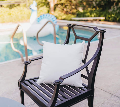 Foamily Set of 2-20 x 20 Premium Outdoor Water Resistant Hypoallergenic Stuffer Pillow Throw Inserts Sham Square Form, Standard/White - Made in USA