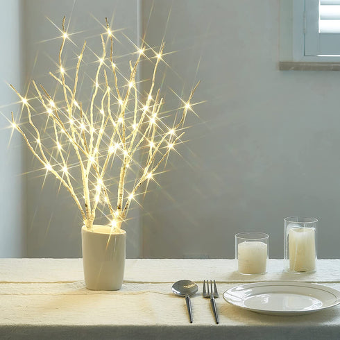 Birchlitland Lighted Birch Branches with Timer Battery Operated 18IN 70L Warm White LED Fairy Lights, Artificial Decorative Branch Lights for Home and Holiday Decoration Indoor Outdoor