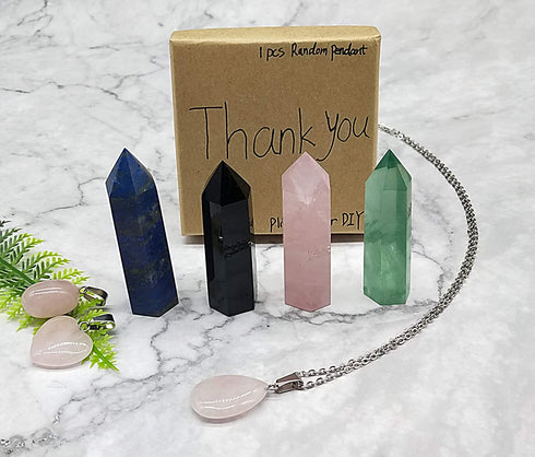 Luckeeper Healing Crystal Wands |4 PCS 2" Green Fluorite, Lapis Lazuli Crystal Wand & Rose Quartz Crystal Points,Black Obsidian| 6 Faceted Reiki Chakra Meditation Therapy