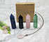 Luckeeper Healing Crystal Wands |4 PCS 2" Green Fluorite, Lapis Lazuli Crystal Wand & Rose Quartz Crystal Points,Black Obsidian| 6 Faceted Reiki Chakra Meditation Therapy