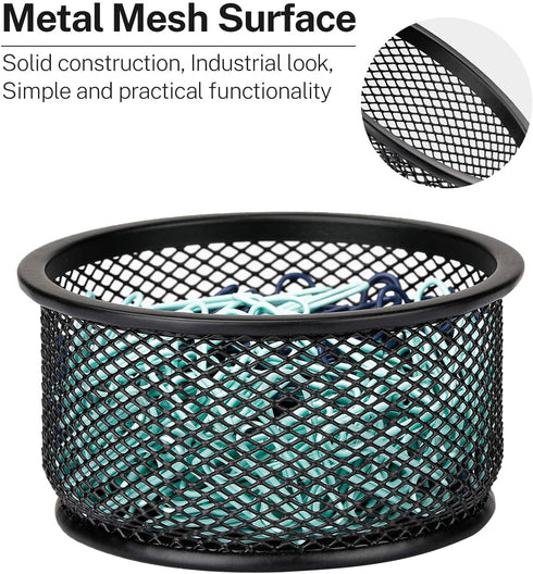 MaxGear Paper Clip Holder Mesh Paper Clip Holders Paperclip Holders Paper Clip Dispenser for Desk Paper Clip Organizer Office Binder Clip Holder Black, 4 Pack