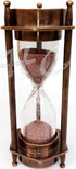 5" DECORATIVE BRASS SAND TIMER HOURGLASS WITH ANTIQUE MARITIME BRASS COMPASS