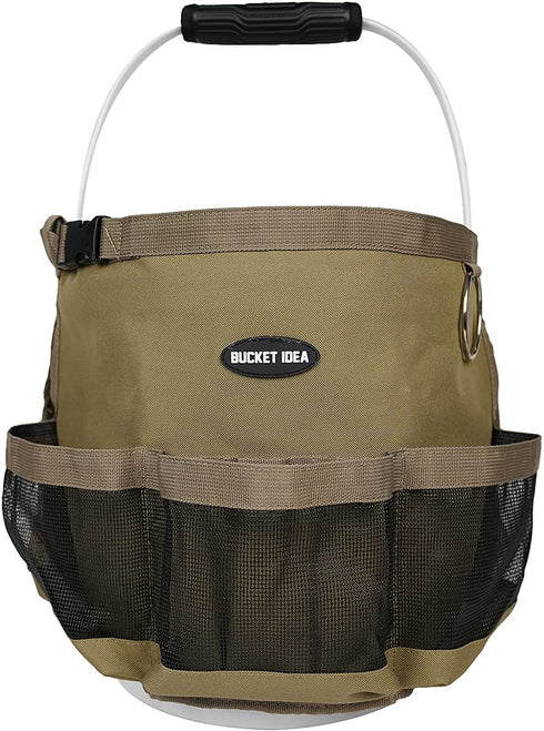 Bucket Idea Bucket Wash Tool Organizer for Garden Tools Fit 3.5 to 5 Gallon Bucket (Khaki)