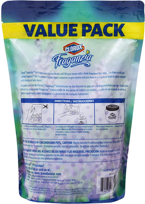 Clorox - BB11979 Fraganzia Air Freshener Crystal Beads Refill Pouch in Lavender with Eucalyptus | Long Lasting Fragrance Value Pack, 30 Ounces Value Pack Air Freshener Refills