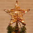 Christmas Star Tree Topper,12" Rattan 3D Star Tree Topper Plug in Metal Hollow Designed Built in 10 Bulbs String Lights for Indoor Office Xmas Christmas New Year Holiday Tree Decoration