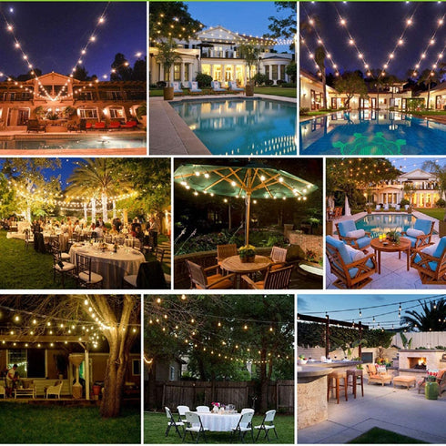 Svater Outdoor String Lights 36FT,2Pack of 18FT with 10 Hanging Socket,10pcs G40 LED Glass Bulbs,Dimmable 1W 2700K Warm White,IP45 Waterproof Indoor/Outdoor Patio Lights
