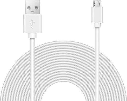 25ft Power Extension Cable Compatible with Wyze Cam v3, Echo, Ps5 Xbox Controller, Blink, Many More. - White -