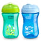 Chicco Rim Spout Trainer Spill Free Bite Poof Rim Baby Sippy Cup 9oz, Blue/Teal, 9m+ (2pk)