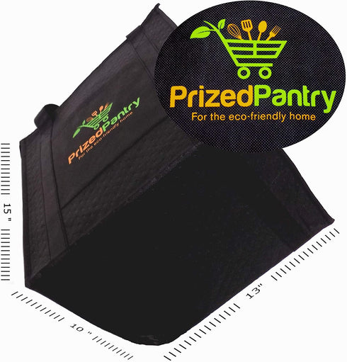 Prized Pantry 2 Pack Insulated Reusable Grocery Bags, X-Large Heavy Duty Cooler Tote Bags, Premium Insulation, Bottom Support, Wrap-Around Handles, Front Pocket, Zipper, No Leak, Keeps Food Hot/Cold