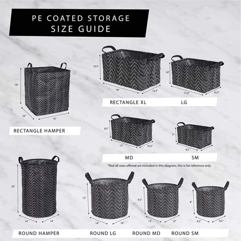 DII Laundry Storage Collection Cabana Stripe Collapsible and Waterproof Bins, Small Rectangle, 12x7.5, Black, 2 Piece