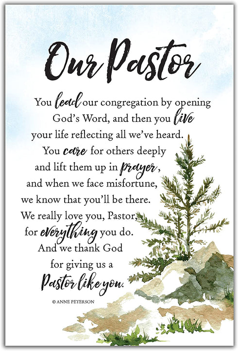 Our Pastor Wood Plaque with Inspiring Quotes 6 inches x 9 inches - Elegant Vertical Frame Wall & Tabletop Decoration | Easel & Hanging Hook | Christian Family Religious Home Decor Saying