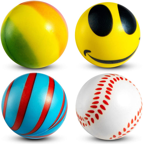 50 Mini Stress Balls Assortment - Bulk 2 Inch Soft Toy Variety Pack Stress Relief Balls, Squeezable Sensory Fidget Balls for Kids, Party Favors, Birthday Gifts for Boys & Girls