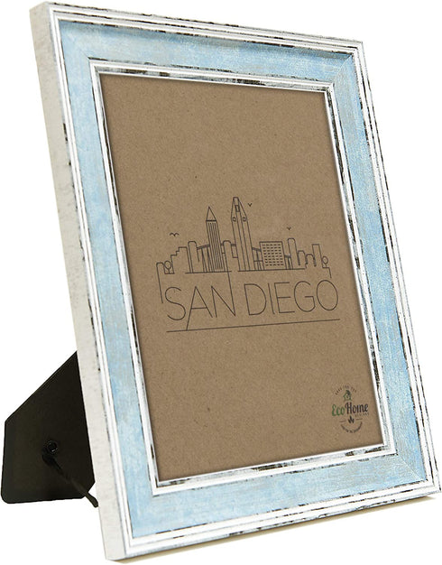 Picture Frame 8x10 Distressed Blue - Mount Desktop Display, Frames by EcoHome
