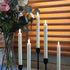 Rhytsing 10" Ivory Flameless Taper Candles with Timer, Battery Operated Dinner Candles, Push-Activated, Textured Wax Finish, Warm White Light, Remote & Batteries Included - Set of 5