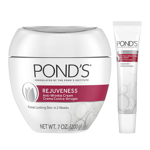 Pond's Anti-Wrinkle Cream and Eye Cream Anti-Aging Face Moisturizer Rejuveness With Vitamin B3 and Retinol Complex, 7 Ounce (Pack of 2)
