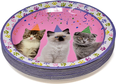 Kitten Party Supplies Set 24 9" Paper Plates 24 7" Plate 24 9 Oz Cups 50 Luncheon Napkins Kitty Birthday Decorations Paw Cat Girl Kids Themed Disposable Tableware Party Favor Good Set By Gift Boutique