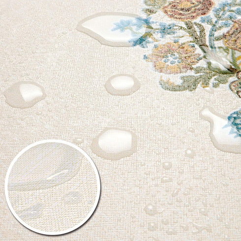 AIRCOWRIE Waterproof Vinyl Tablecloths, Heavy Duty Oil Proof Spill Proof Plastic Table Cloth, Wipe Clean PVC Table Cover for Spring Indoor and Outdoor Use (Embroidery Flower, 54—54, Square)