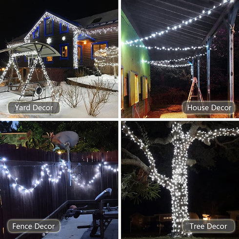BHCLIGHT 82FT 200 LED White Christmas String Lights Outdoor/Indoor, White Wire with 8 Modes, UL Certified Fairy String Lights for Xmas Tree Holiday Wedding Party Decoration, Cool White