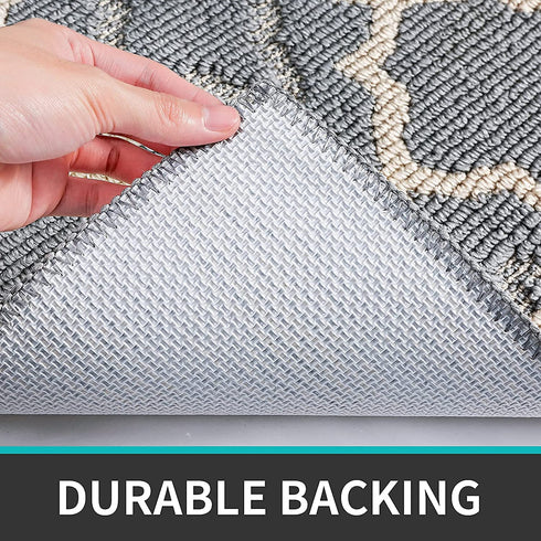DEXI Indoor Door Mat, 32"x20" Non-Slip Low-Profile Entrance Rug, Absorbent Machine Washable Front Doormats for Back Door, High Traffic Areas, Grey