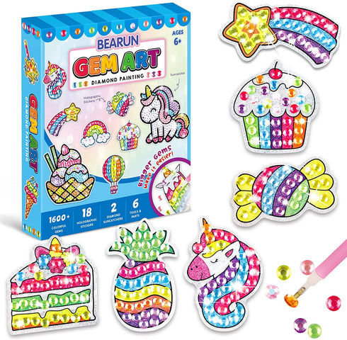 Giant Gem Diamond Painting Kit Arts and Crafts for Kids Ages 8-12 Make Your Own Diamond Art Kit Stickers and Suncatchers Craft Kits Suppliers for Boys and Girls Activities Age 4 5 6 7 8 9 10 11 12