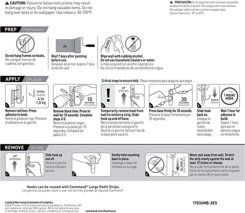 Command Large Wall Hooks, 2 Pack, Matte Black, Organize Damage-Free