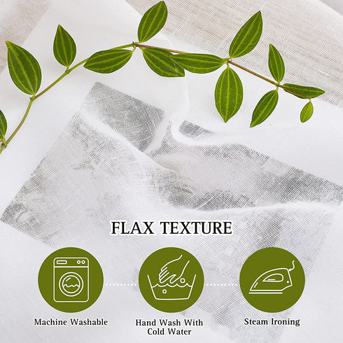 NICETOWN White Sheer Curtains for Sliding Glass Door, Grommet Top Elegant Flax Linen Semi Sheer Privacy Window Treatment for French Door/Bedroom/Living Room, W100 x L84, 1 Panel