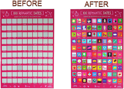 YOBRO 100 Dates Scratch Off Poster, Date Night Ideas Poster, Romantic Gifts for Women, Anniversary for Couples, Engagement Gifts for Her, or Just to Show Someone You Love Them